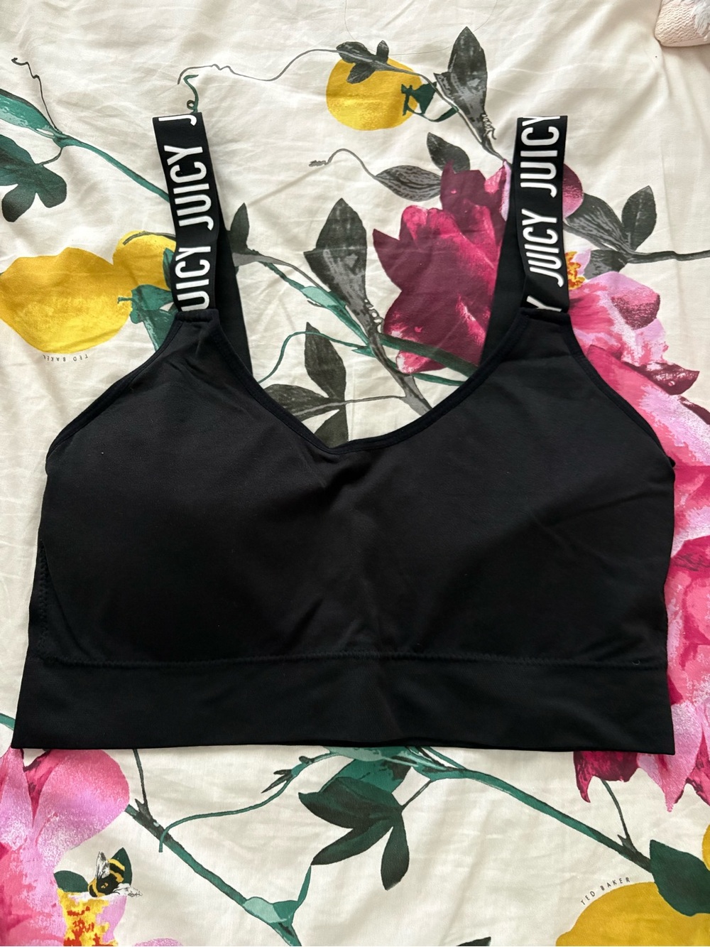 Juicy Couture Black Logo-Strap Sports Bralette 2X